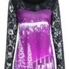 Halloween Tees Printed Lace Jewel Neck Polyester Shirt - Image 6