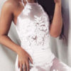 Halter Sheer Embroidered Top With Sheer Bodycon Sheath Dress