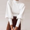 High collar Lantern Sleeve loose sweater - Image 3