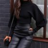 High collar Lantern Sleeve loose sweater - Image 6