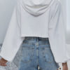Hooded Zipper Puffed Sleeves Casual Short Jacket - Image 4
