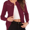 Jewel Neck Long Sleeve Studded Short Sweaters Cardigan - Image 2