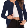 Jewel Neck Long Sleeve Studded Short Sweaters Cardigan - Image 3