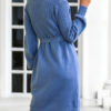 Knitted Jewel Neck Long Sleeve Lace Up Sweater Dresses - Image 4