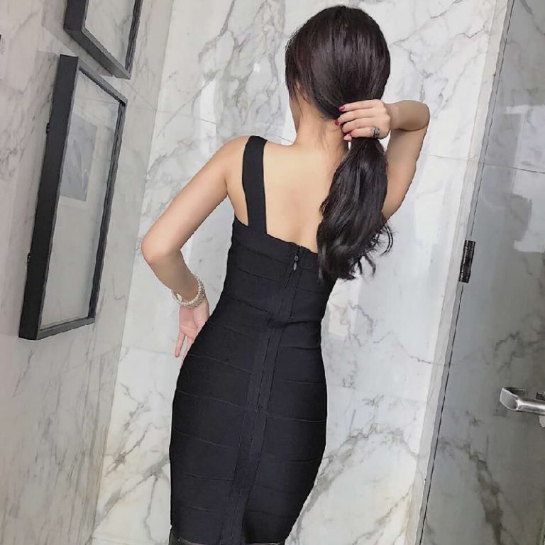 Lace Sexy Spaghetti Strap Hollow Out Club Bandage Dress - Image 4