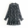 Long Sleeve Casual Loose Pleated Mini Dress - Image 2