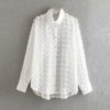 Long Sleeve Polka Dot Embroidery Blouse - Image 4