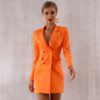 Long Sleeve Solid Deep V-Neck Double Breasted Coat - Image 3