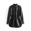 Long Sleeve Tie Belt Waist Streetwear Coats - Image 5