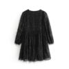 Long Sleeve V Neck Solid Tassel Party Mini Dress - Image 3