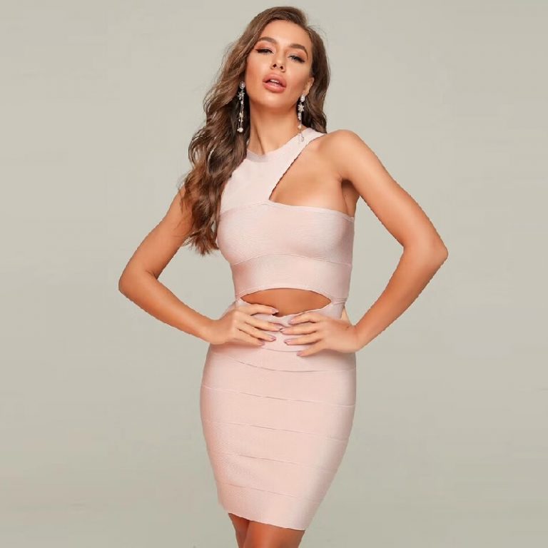 One Shoulder Sexy Hollow out Runway Party Bodycon Dress