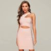 One Shoulder Sexy Hollow out Runway Party Bodycon Dress - Image 3