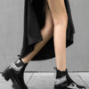 PU Leather Round Toe Chains Chunky Heel Ankle Boots - Image 3
