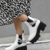 PU Leather Round Toe Chains Chunky Heel Ankle Boots - Image 5
