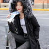 Parka Fur Hooded Long Sleeve Drawstring Maxi Coat - Image 3