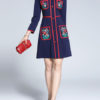 Peter Pan Collar Long Sleeve Embroidered Short Dress - Image 2