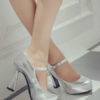 Platform Pumps Round Toe Chunky Heel PU Leather Shoes - Image 6