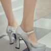 Platform Pumps Round Toe Chunky Heel PU Leather Shoes - Image 7