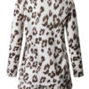 Polyester Leopard Print Casual Long Sleeves Jewel Neck Top With Shorts - Image 4
