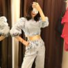 Puff Sleeve Vintage O Neck Pleated Short Blouse