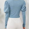 Pullover U Neck Puff Long Sleeve Sweaters - Image 4