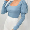 Pullover U Neck Puff Long Sleeve Sweaters