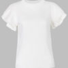 Pullovers Jewel Neck Short Sleeve Ruffles Sweaters - Image 6