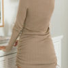Sexy Bodycon Jewel Neck Long Sleeves Drawstring Short Sheath Dress - Image 4