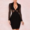 Sexy Long Sleeve Mesh Evening Party Bodycon Bandage Dress - Image 2
