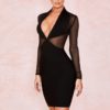Sexy Long Sleeve Mesh Evening Party Bodycon Bandage Dress - Image 3