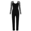 Sexy Long Sleeve V Neck Lace Bandage Jumpsuit