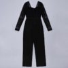 Sexy Long Sleeve V Neck Lace Bandage Jumpsuit - Image 4