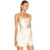 Sexy Pearl Spaghetti Strap Draped Mini Party Bodycon Dress - Image 3