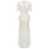 Sexy Runway Lace Hollow Out Short Sleeve Party Long Dress - Image 5