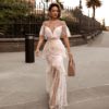 Sexy Runway Lace Hollow Out Short Sleeve Party Long Dress - Image 3