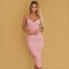 Sexy Spaghetti Strap V Neck Draped Club Party Bandage Dress - Image 2