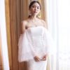 Sexy Strapless Button Evening Party Vestidos Bodycon Dress - Image 2