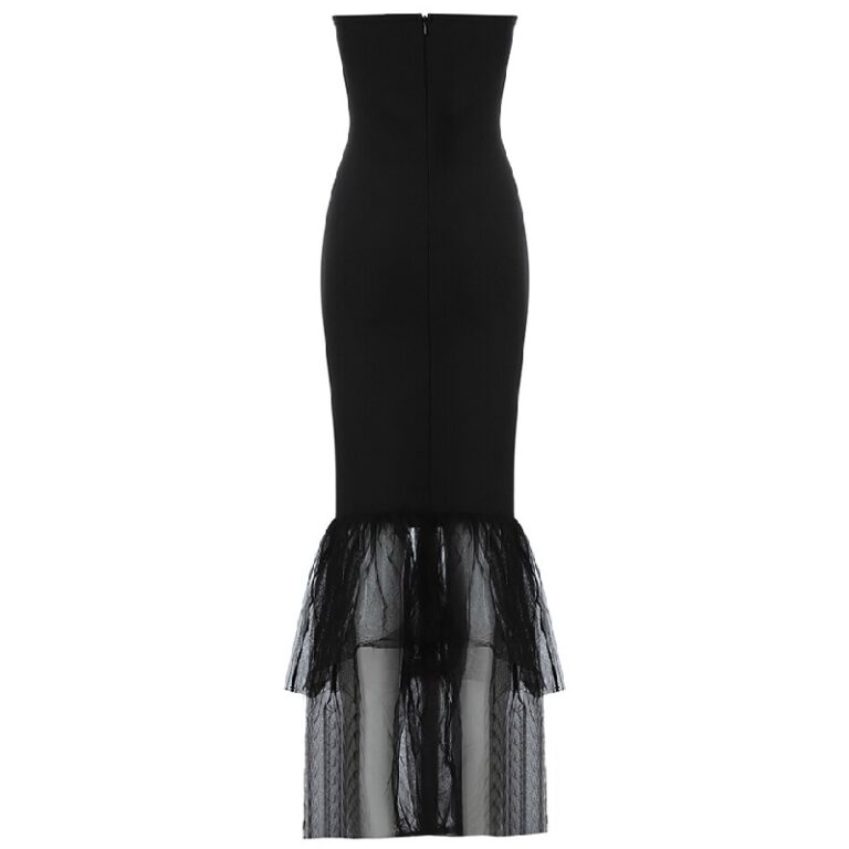 Sexy Strapless Elegant Patchwork Bodycon Backless Party Dress - Image 3