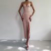 Sexy V Neck Spaghetti Strap Bodycon Runway Party Maxi Dress - Image 4