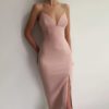 Sexy V Neck Spaghetti Strap Bodycon Runway Party Maxi Dress - Image 5