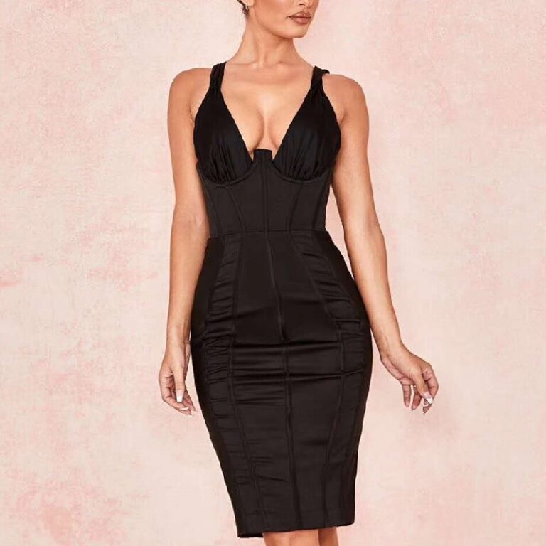 Sexy V-Neck Spaghetti Strap Club Evening Party Dress - Image 3