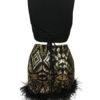 Sexy V Neck Top With Printed Faux Fur Sequins Bodycon Dress - Image 4