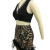 Sexy V Neck Top With Printed Faux Fur Sequins Bodycon Dress - Image 3