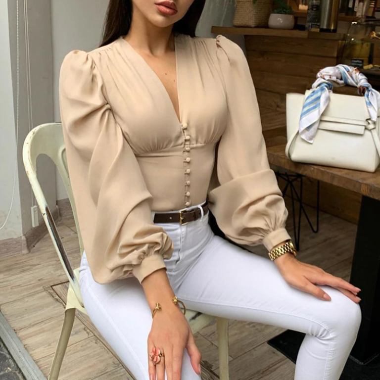 Sexy V-neck Chiffon blouse top