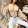 Sexy V-neck Chiffon blouse top - Image 2