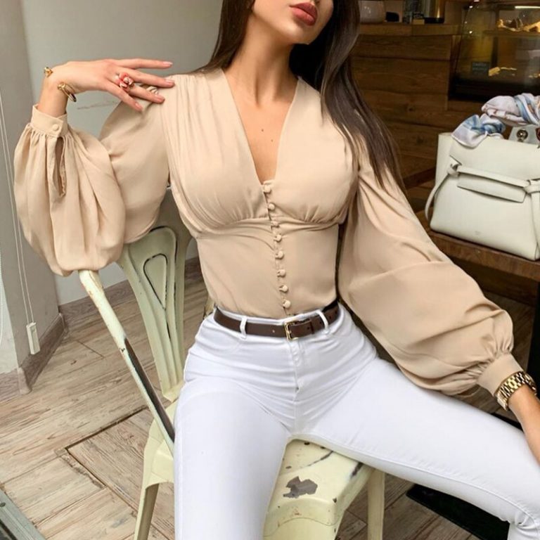 Sexy V-neck Chiffon blouse top - Image 2