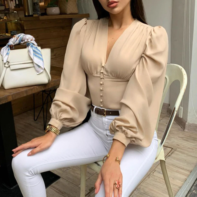 Sexy V-neck Chiffon blouse top - Image 3