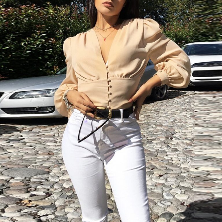 Sexy V-neck Chiffon blouse top - Image 5