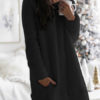 Shift Jewel Neck Long Sleeve Short Dress - Image 3