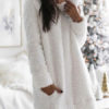 Shift Jewel Neck Long Sleeve Short Dress